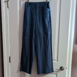 Universal Standard NWT Size 4 Coastal Linen Trousers in Bleu Scolaire